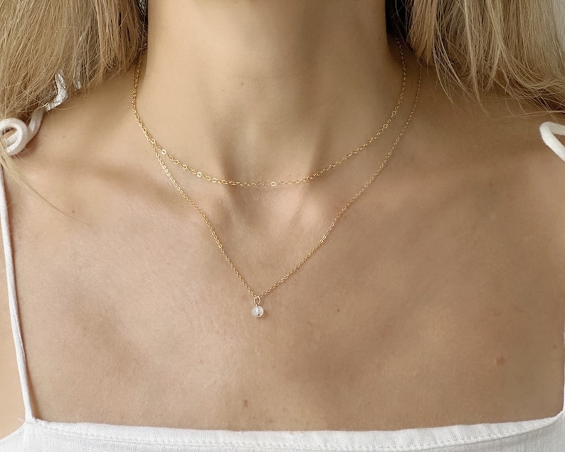 Dainty Moonstone Necklace, Moonstone Necklace For Women, Moonstone Layered Necklace Set, Moonstone Necklace, Moonstone Drop Necklace image 2