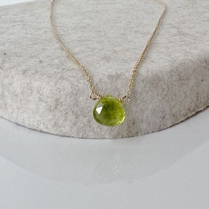 Dainty Peridot Necklace, Geniune Peridot Jewelry, August Birthstone Necklace in Gold, Rose Gold or Silver, Necklace for Her image 2