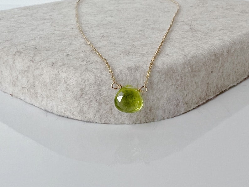 Dainty Peridot Necklace, Geniune Peridot Jewelry, August Birthstone Necklace in Gold, Rose Gold or Silver, Necklace for Her image 2