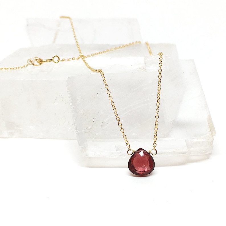 Garnet Necklace, Red Garnet, Gold Garnet Jewelry, January Birthstone Necklace, Dainty Necklace, 14k Gold Filled, Bridesmaid Gifts image 4