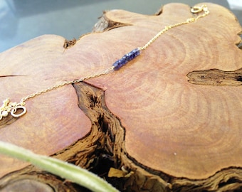 Iolite Bar Bracelet - Gold Filled Iolite Bracelet- September Birthstone - Blue Purple Birthstone - Restores Balance - Imagination
