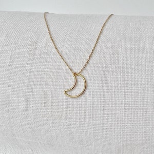 Crescent Moon Necklace, Celestial Necklace, Moon Jewelry for Women, Dainty Gold Charm Necklace image 5