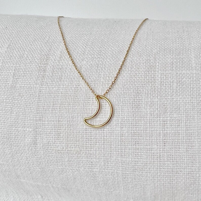 Crescent Moon Necklace, Celestial Necklace, Moon Jewelry for Women, Dainty Gold Charm Necklace image 5