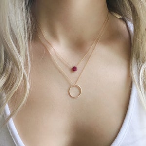 Layered Necklace Set, Birthstone Necklace, Layered Necklace, Dainty Necklace, Gold Circle Necklace, Layered Gold Necklace image 3