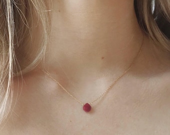 Collana con pietra portafortuna singola, collana semplice con gemma, collana delicata con pietra portafortuna, collana delicata in oro