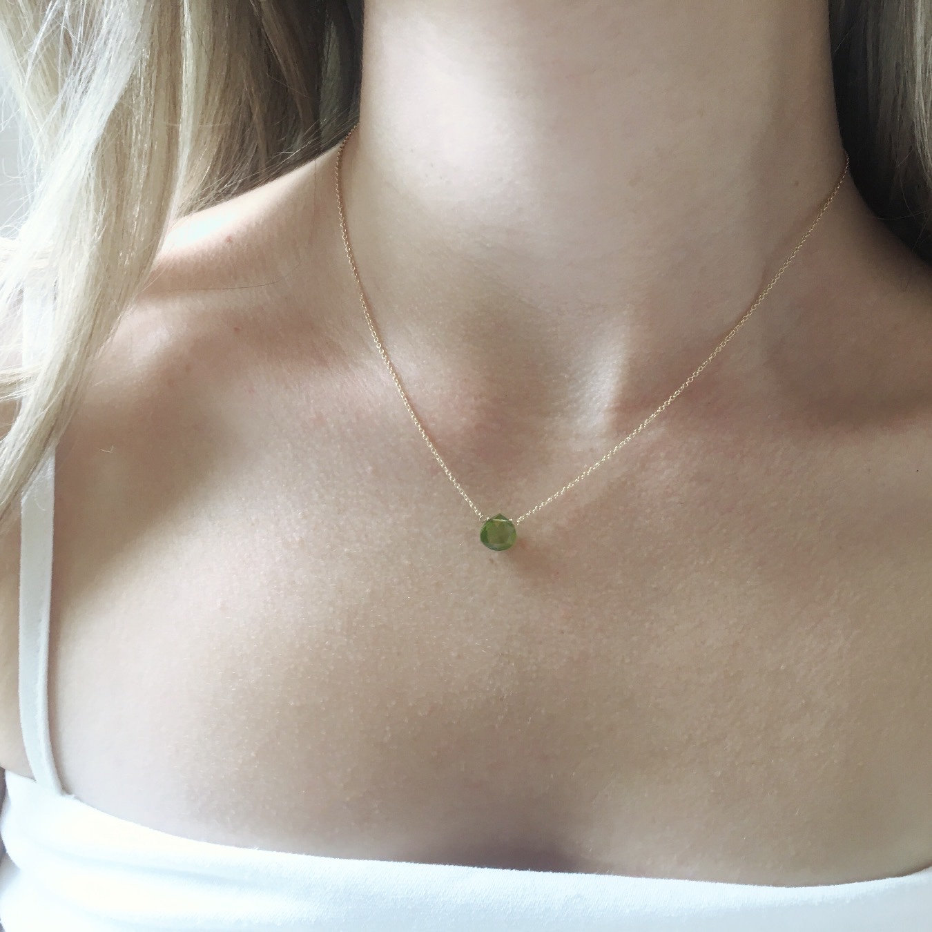 Peridot Dainty Spiral Necklace — Ivy+Light