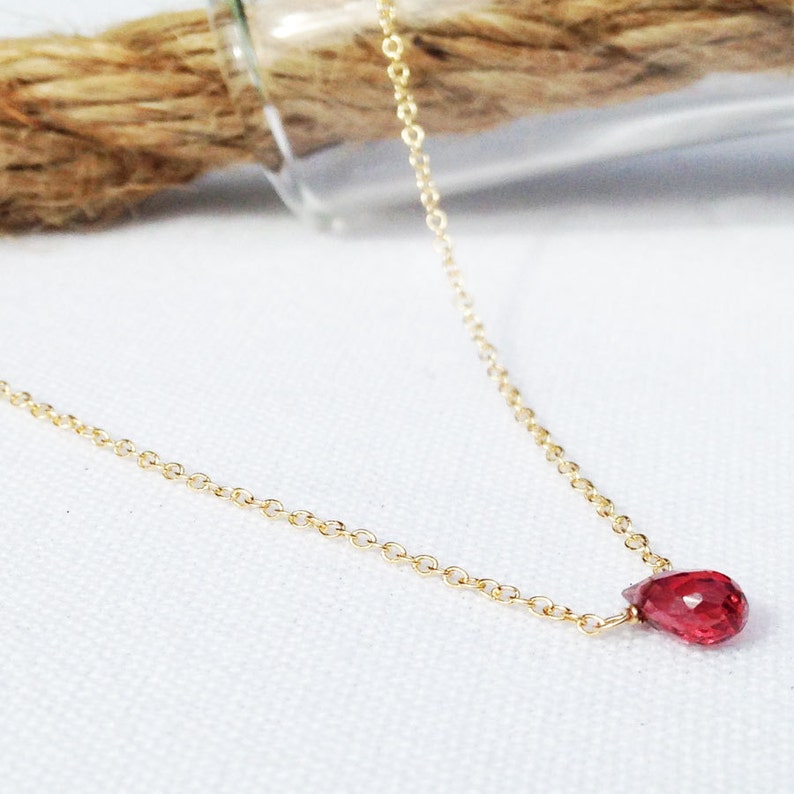 Minimalist Garnet Necklace, Dainty Garnet Jewelry, January Birthstone Necklace, Gift for Wife, Gift for Girlfirend image 3