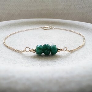 Gold Emerald Bracelet, Emerald Bracelet for Women, Emerald Jewelry, May Birthstone Bracelet, Dainty Gold Bracelet