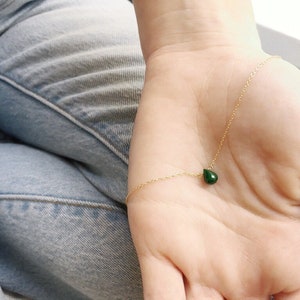 Dainty Emerald Bracelet, May Birthstone Bracelet, Gemstone Bracelet, Chain Bracelet, Simple Gold Bracelet image 3