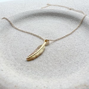 Dainty Feather Necklace, Gold Feather Necklace, Charm Necklace, Nature Necklace