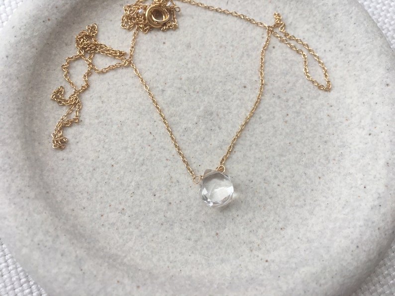 Clear Quartz Necklace, Quartz Crystal Necklace, Gold Crystal Necklace, April Birthstone Necklace image 2