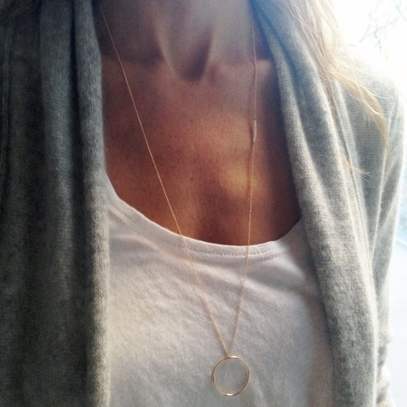 Long Necklaces for Women, Dainty Gold Necklace, Long Gold Necklace, Graduation Necklace, Layered Necklace, Karma Necklace image 1