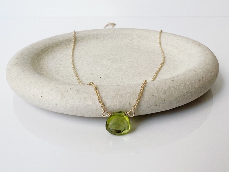 Dainty Peridot Necklace, Geniune Peridot Jewelry, August Birthstone Necklace in Gold, Rose Gold or Silver, Necklace for Her image 3