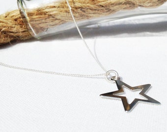 Star Necklace - Silver Star Necklace - Sterling Silver - Dainty Necklace - Layering Necklace - Minimal Necklace - Charm Necklace
