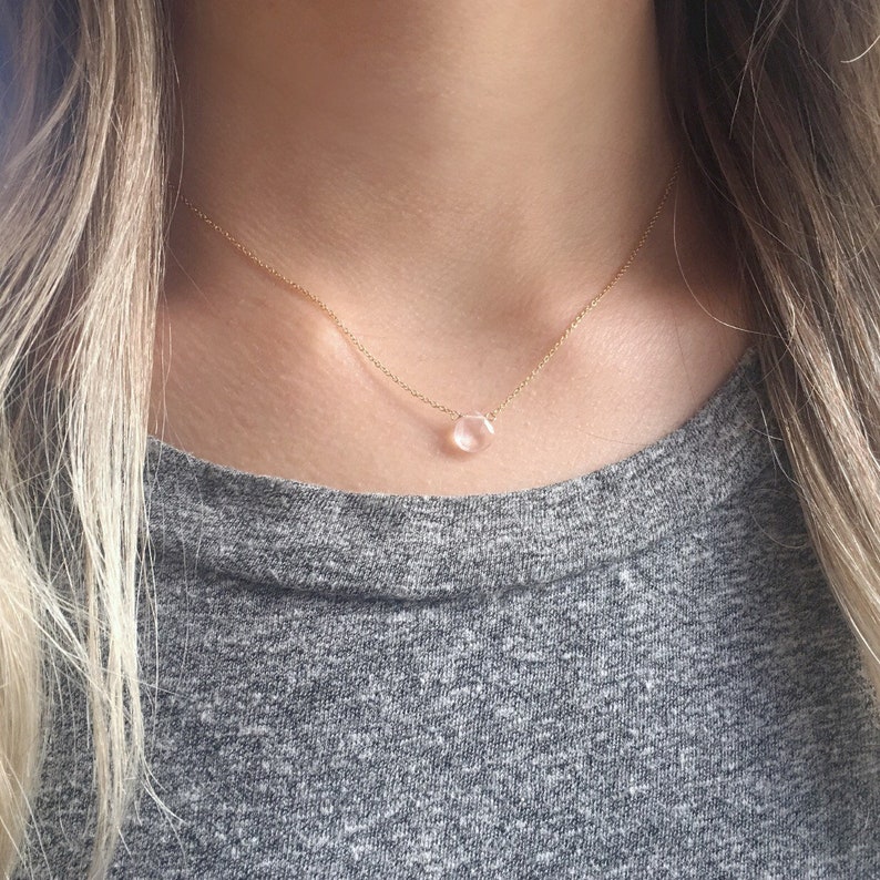 Rose Quartz Necklace, Genuine Rose Quartz, Gold Necklace, Gift for Her, Bridesmaid Gifts, Silver Necklace 