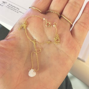 Dainty Moonstone Necklace, Rainbow Moonstone Jewelry, Gemstone Necklace, Simple Gold Necklace image 4