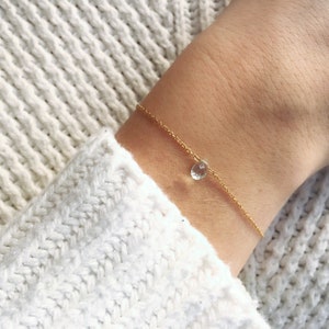 Bracelet for Women, Birth Stone Bracelet, Dainty Gold Bracelet, Beaded Silver Bracelet, Simple Bracelet image 7