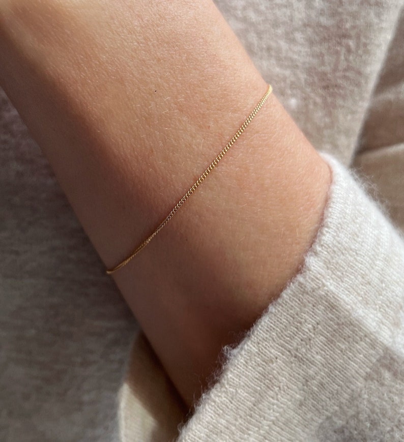 Dainty Chain Bracelet, Curb Chain Bracelet, Gold Curb Chain, Simple Gold Chain Bracelet, Thin Chain Bracelet, Delicate Bracelet image 5