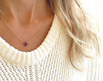 Dainty Amethyst Necklace, Amethyst Jewelry,  Gemstone Crystal Necklace, February Birthstone Necklace, Minimalist Necklace, Dainty Necklace