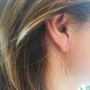 Gold Threader Earrings, Dangling Earrings, Gold Charm Earrings, Dainty Earrings