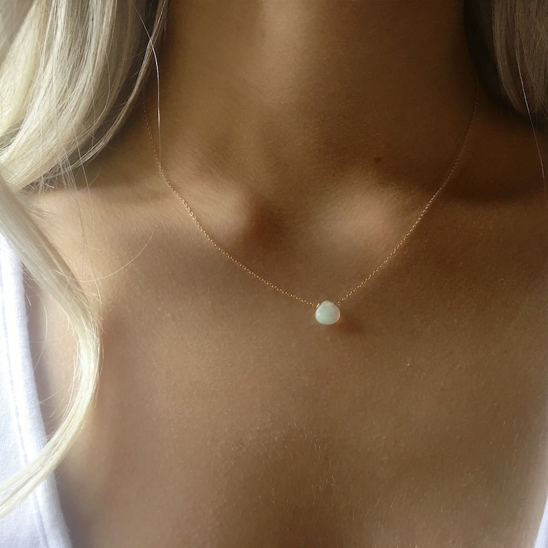 Genuine Opal Necklace, Gold Opal Jewelry, White Opal Necklace, Opal Jewelry for Women, October Birthstone Necklace, Gemstone Necklace image 7