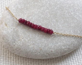 Natural Ruby Bracelet, Ruby Jewelry for Women, July Birthstone Bracelet, Dainty Bracelet, Minimalist Bracelet, Wedding Gift