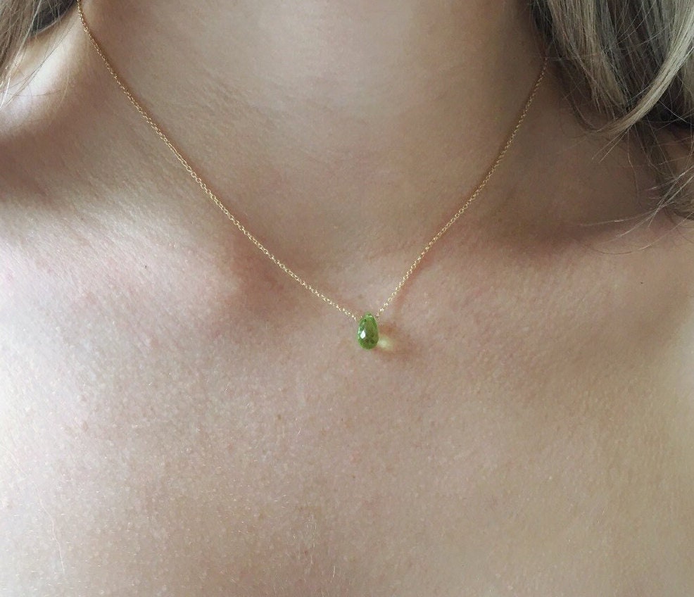 Peridot Necklace Gold Etsy