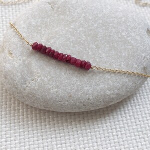 Gold Ruby Bracelet, July Birthstone Jewelry, Minimalist Bracelet, Dainty Bracelet, Bridesmaid Gift image 3