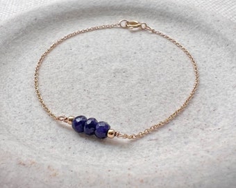 Gold Sapphire Bracelet, Blue Sapphire Bracelet for Women, Sapphire Birthstone Jewelry, September Birthstone Bracelet, Dainty Gold Bracelet