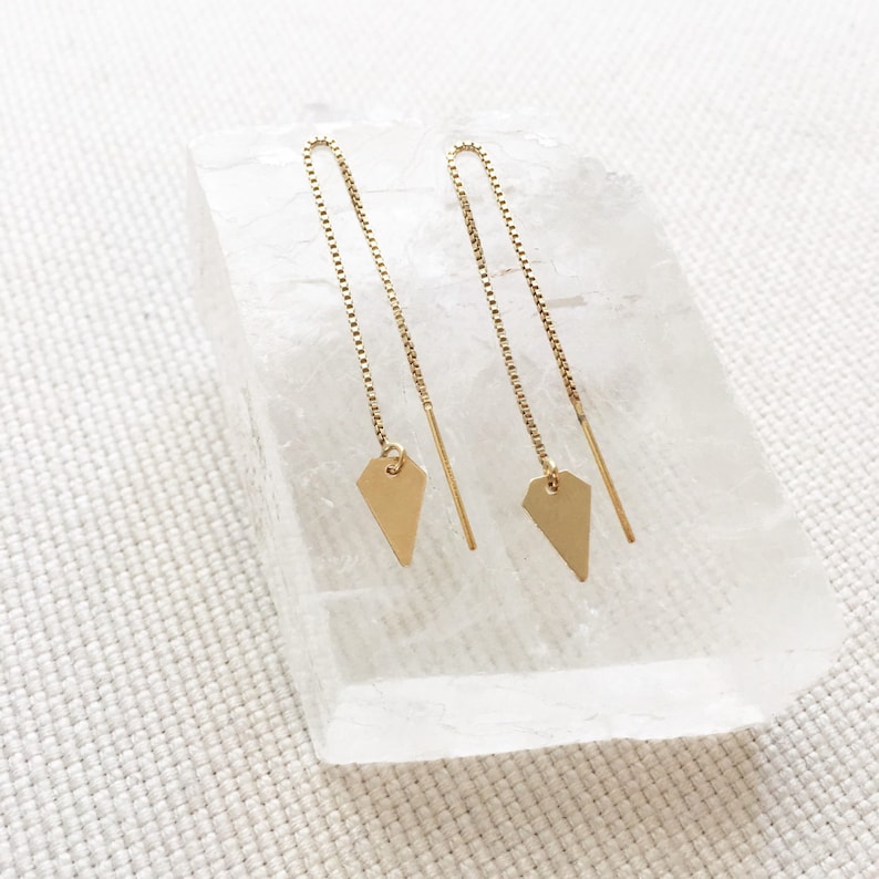 Gold Threader Earrings, Dangling Earrings, Gold Charm Earrings, Dainty ...