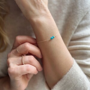Gold Turquoise Bracelet, Turquoise Bracelet for Women, Turquoise Birthstone Jewelry, December Birthstone Bracelet, Dainty Gold Bracelet