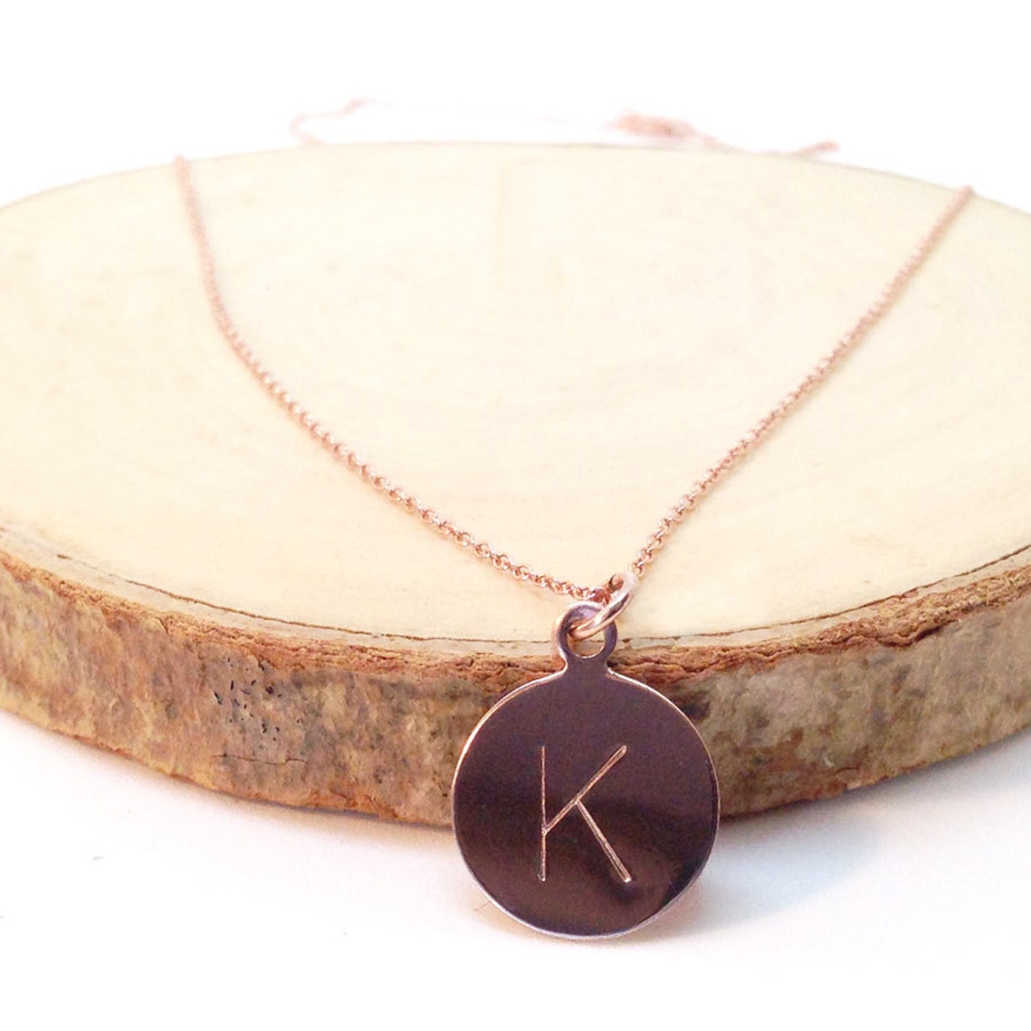 Rose Gold Initial Necklace Rose Gold Letter Necklace Rose Etsy