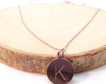 Rose Gold Initial Necklace, Rose Gold Letter Necklace, Rose Gold Personalized Necklace, Rose Gold Pendant, Initial Charm, Rose Gold Necklace