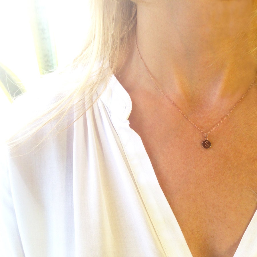 Rose Gold Initial Necklace Gold Letter 