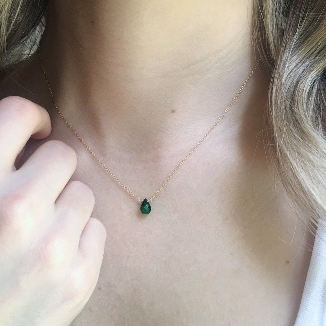 Dainty Emerald Necklace, Minimalist Emerald Jewelry, May Birthstone ...