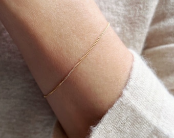 Dainty Chain Bracelet, Curb Chain Bracelet, Gold Curb Chain, Simple Gold Chain Bracelet, Thin Chain Bracelet, Delicate Bracelet