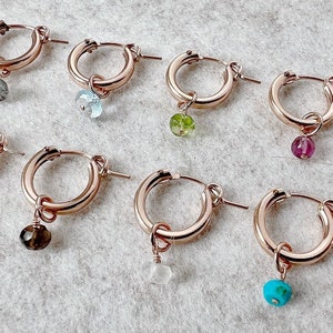 Birthstone Earrings for Women, Small Hoop Earrings, Gold Hoop Earrings, Minimalist Earrings