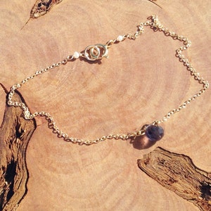 Iolite Bracelet Gold Bracelet Water Sapphire September Birthstone restorative balance image 1