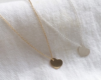 Gold Heart Necklace, Silver Heart Necklace, Dainty Heart Necklace, Tiny Heart Necklace, Gift for Her