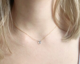 Dainty Aquamarine Necklace, Gold Aquamarine Necklace, March Birthstone Necklace, Minimalist Necklace, Aquamarine Teardrop