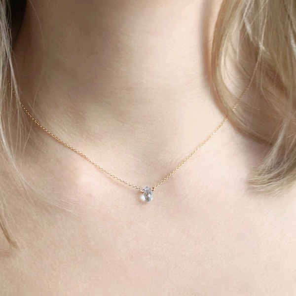 Dainty Aquamarine Necklace, Gold Aquamarine Necklace, March Birthstone Necklace, Minimalist Necklace, Aquamarine Teardrop