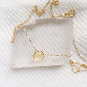 Minimalist Citrine Necklace, November Birthstone Necklace, Gold Citrine Jewelry, Simple Necklace image 2