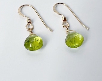 Genuine Peridot Earrings, Natural Peridot Drop Earrings, August Birthstone Earrings, Dainty Peridot Jewelry, Peridot Earrings Silver