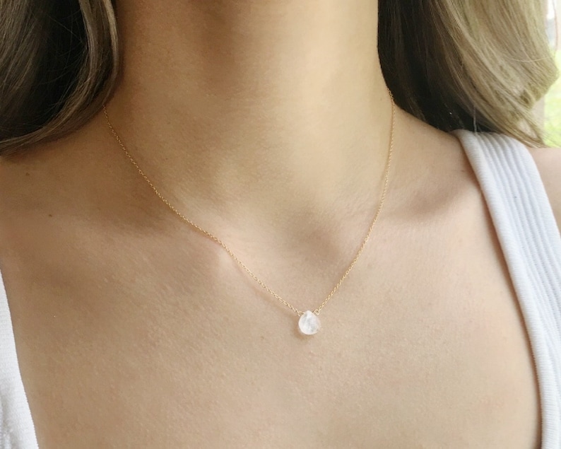 Dainty Moonstone Necklace, Moonstone Jewelry, June Birthstone Necklace, Bridesmaid Gifts, Gift for Her June Birthday, Minimalist Necklace image 1