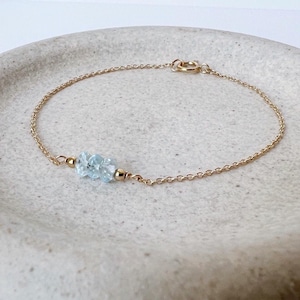 Aquamarine Bracelet, Aquamarine Bracelet for Women, Aquamarine Jewelry, March Birthstone Bracelet, Dainty Gold Bracelet