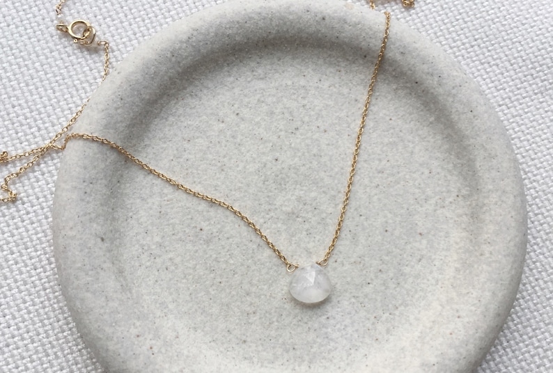 Dainty Moonstone Necklace, Moonstone Jewelry, June Birthstone Necklace, Bridesmaid Gifts, Gift for Her June Birthday, Minimalist Necklace image 2