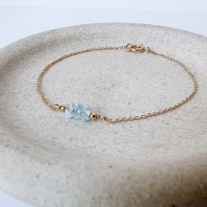 Aquamarine Bracelet, Aquamarine Bracelet for Women, Aquamarine Jewelry, March Birthstone Bracelet, Dainty Gold Bracelet