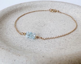 Aquamarine Bracelet, Aquamarine Bracelet for Women, Aquamarine Jewelry, March Birthstone Bracelet, Dainty Gold Bracelet