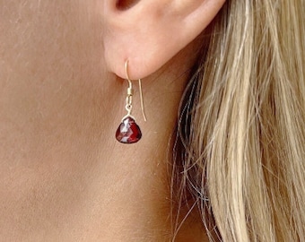 Garnet Earrings, Garnet Drop Earrings, January Birthstone Earrings, Garnet Jewelry, Garnet Dangling Earrings, Garnet Earrings Silver