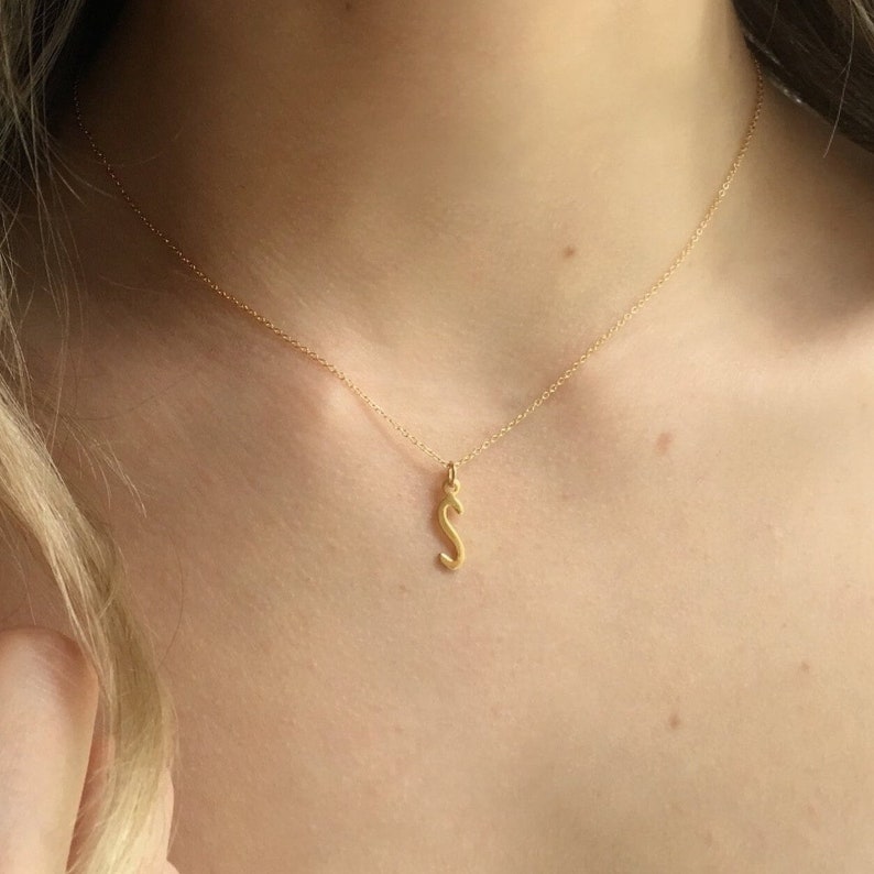 Letter Necklace Gold, Gold Initial Necklace, Letter Necklace Silver, Initial Charm, Minimalist Necklace, Everyday Necklace image 1